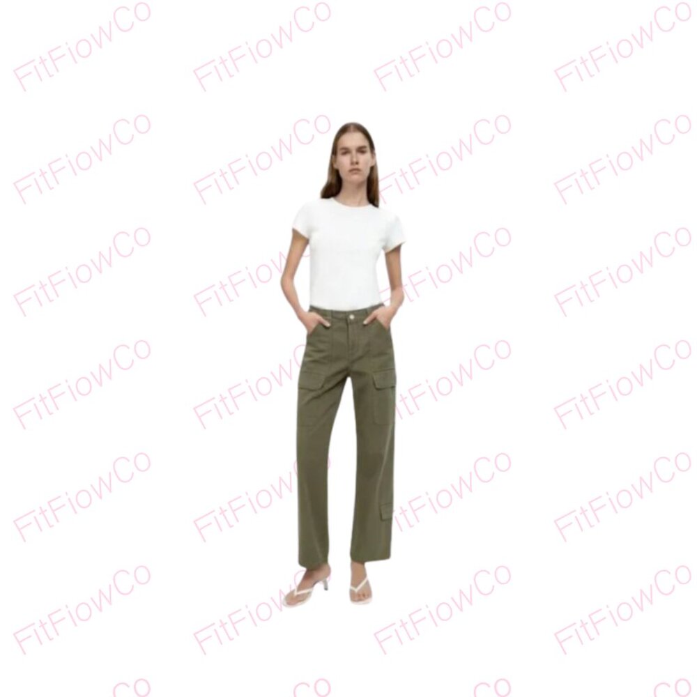 ZARA Olive Green Cargo Pants – Size 0  – NWT